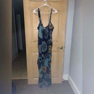 Miss Tina Blue and Brown Floral Maxi Dress